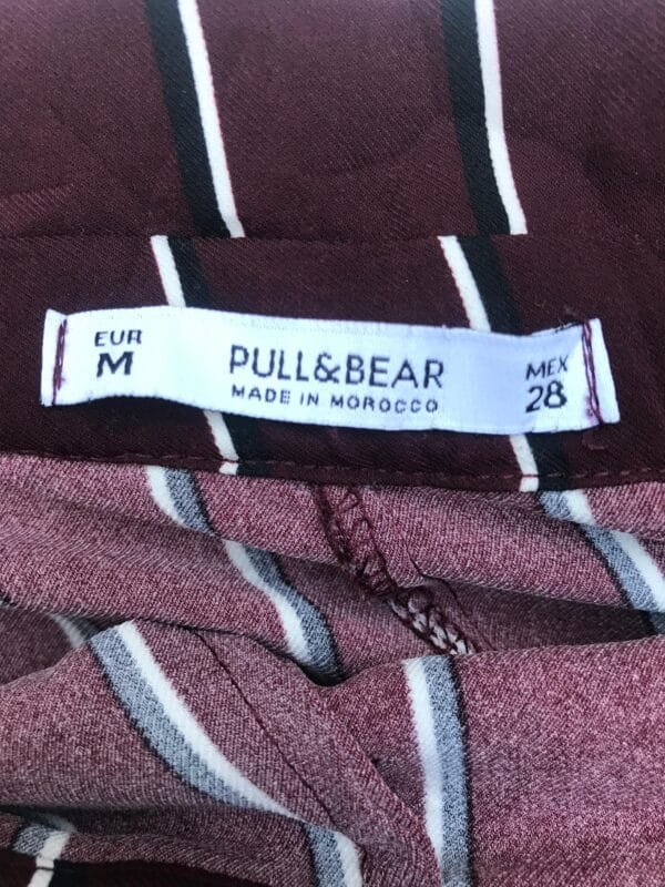 Women’s Maroon Striped High-Waist Trouser with Belt