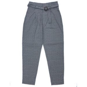 Women’s Checkered High-Waist Trouser with Belt