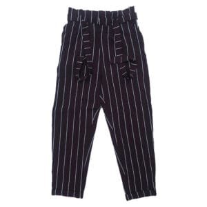 Women’s Maroon Striped High-Waist Trouser with Belt