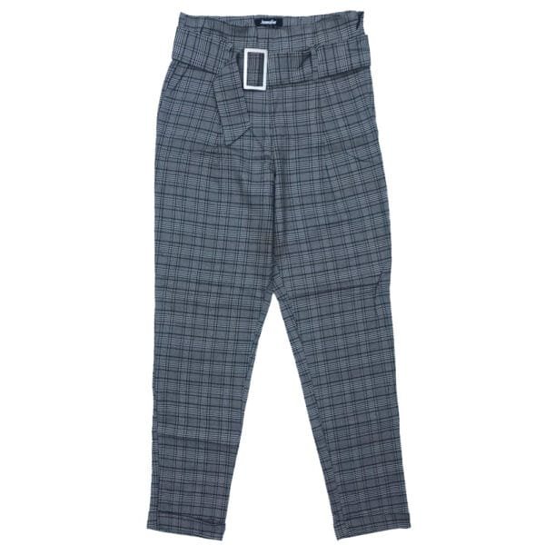 Women's High-Waist Checkered Paperbag Trousers