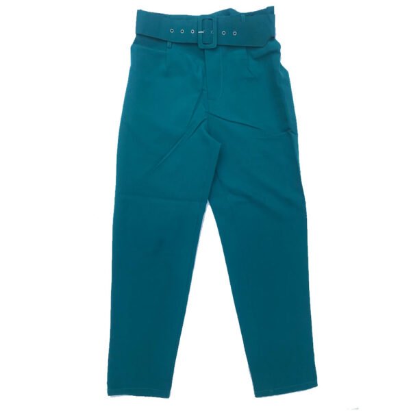 A9 Women’s Teal Green High-Waist Trouser with Wide Belt