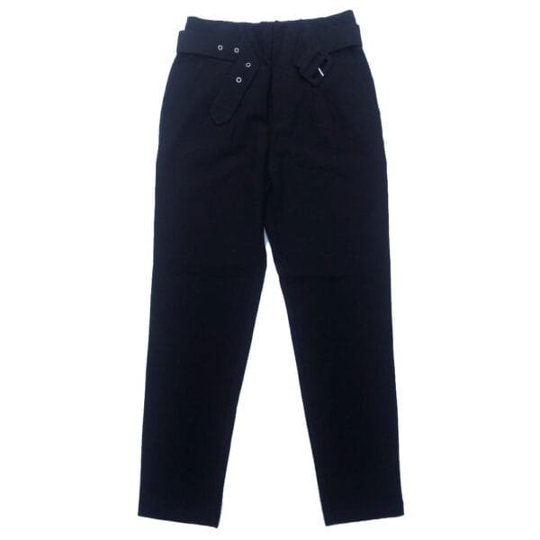 Women’s Black High-Waist Belted Trouser front view