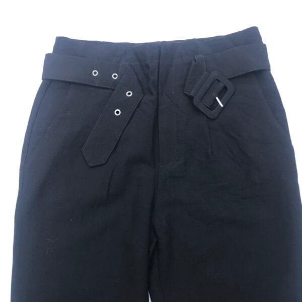 Women’s Black High-Waist Belted Trouser front view