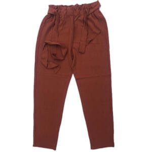 Women’s Rust Brown Paperbag Waist Casual Trouser