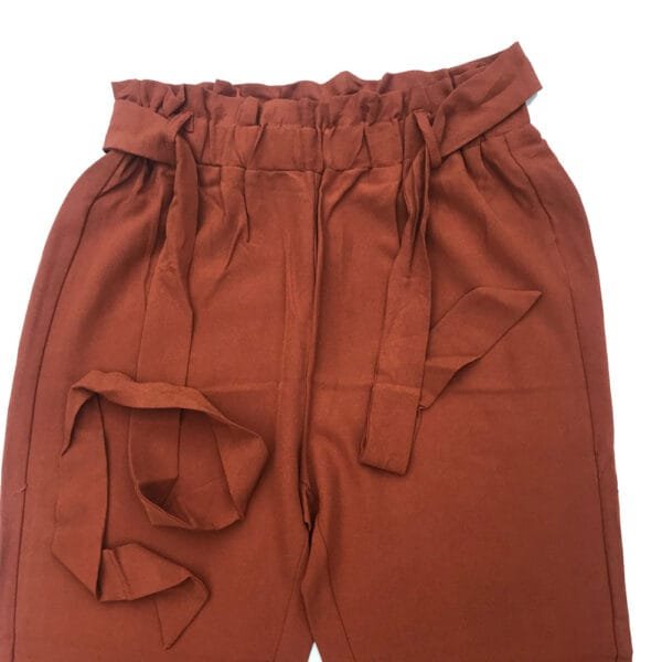 Women’s Rust Brown Paperbag Waist Casual Trouser
