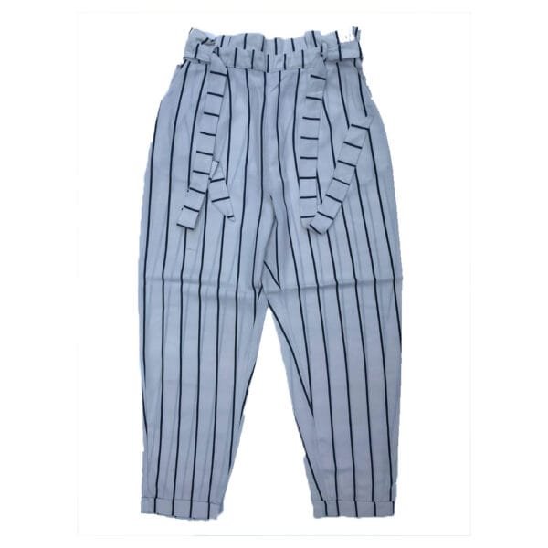 A61 Women’s White Striped High-Waist Casual Trouser