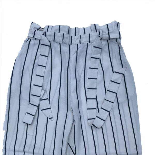 A62 Women’s White Striped High-Waist Casual Trouser front view