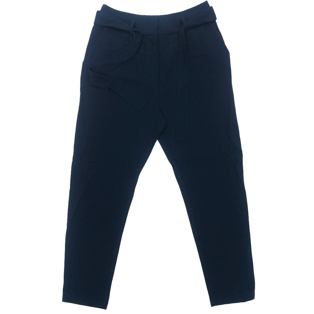Women’s Navy Blue Belted Trouser front view