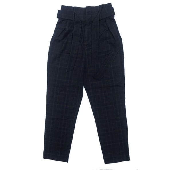 H&M Brown Check Paperbag Trouser front view