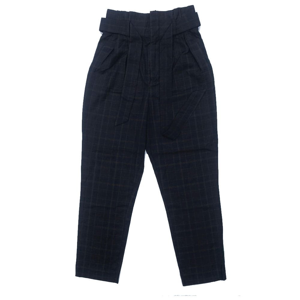 H&M Brown Check Paperbag Trouser front view