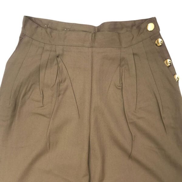 Women’s Brown Side-Button High-Waist Trouser front view