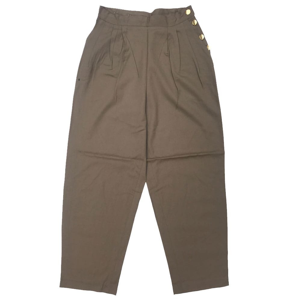 Women’s Brown Side-Button High-Waist Trouser front view